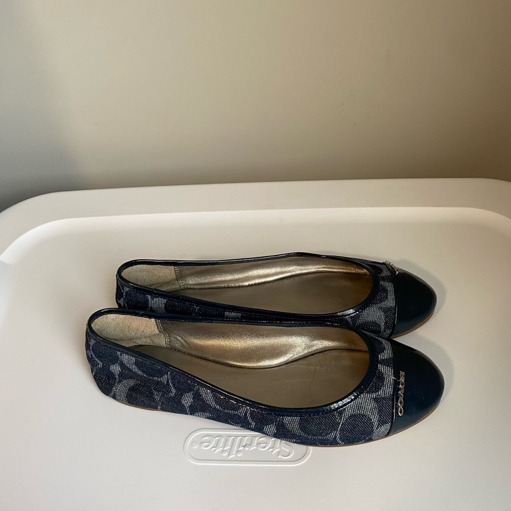 Coach denim Navy ballerina flats size 8 vintage rare